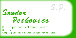 sandor petkovics business card
