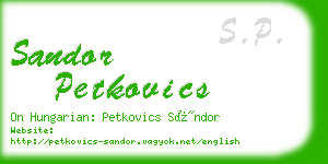 sandor petkovics business card